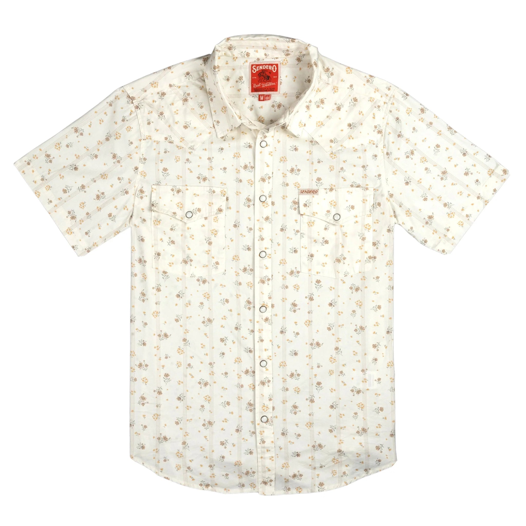 The Wyatt Pearl Snap Short Sleeve Print Shirt - Dustbloom Antique White