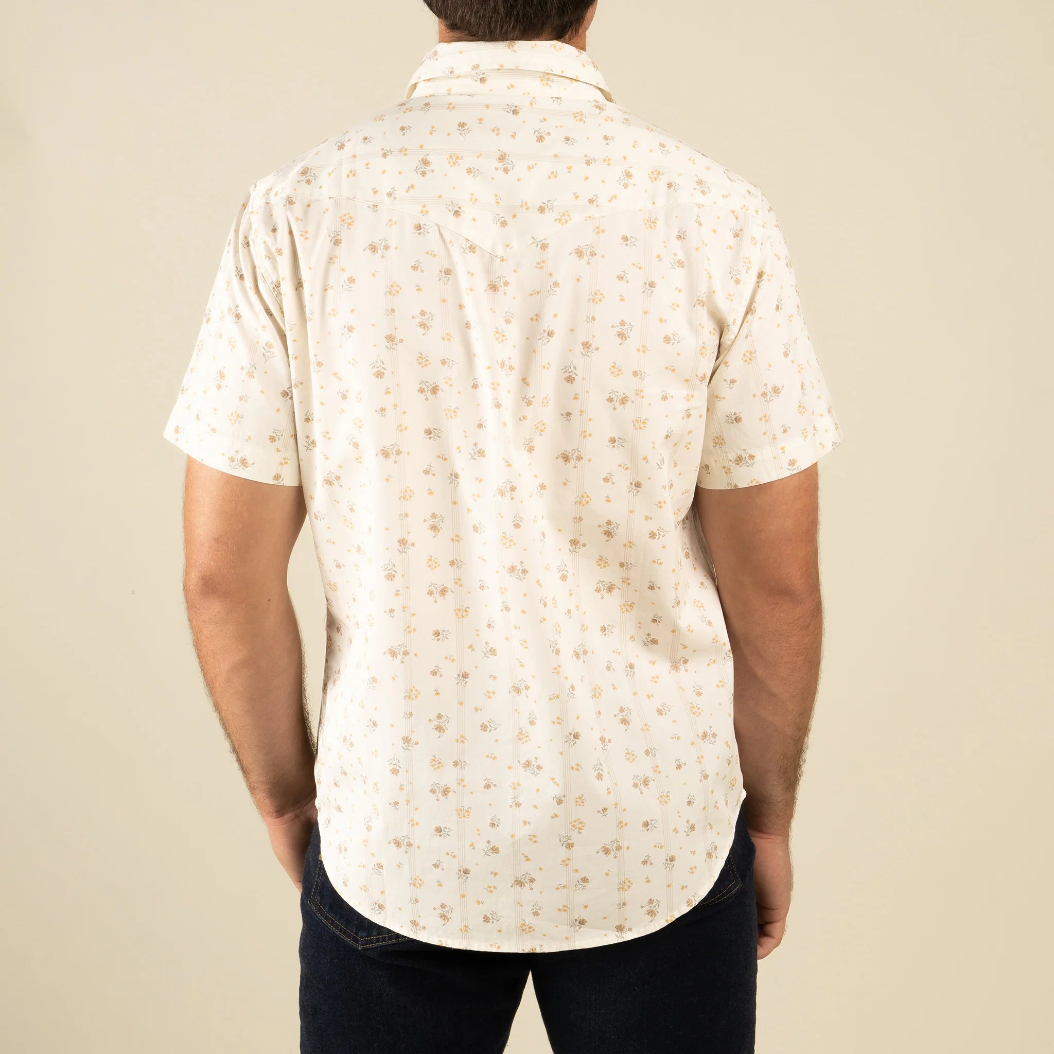 The Wyatt Pearl Snap Short Sleeve Print Shirt - Dustbloom Antique White