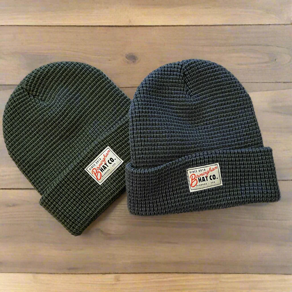 Waffle Knit Beanie Green - Birmingham Hat Co.